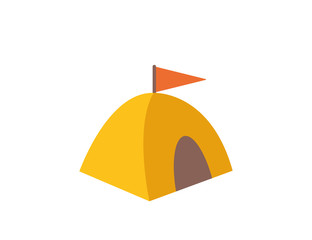 camp. camping and outdoor adventure. tourist tent camping vector web icon isolated on white backgrou