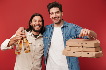 Poster - Two cheerful young men wearing casual clothes standing