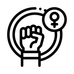 Poster - Fist Female Mark Icon Vector. Outline Fist Female Mark Sign. Isolated Contour Symbol Illustration
