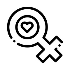 Poster - Female Mark Heart Icon Vector. Outline Female Mark Heart Sign. Isolated Contour Symbol Illustration