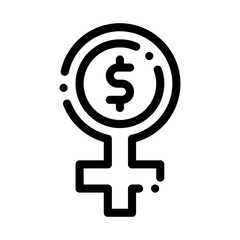 Poster - Woman Dollar Mark Icon Vector. Outline Woman Dollar Mark Sign. Isolated Contour Symbol Illustration