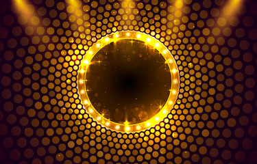 Wall Mural - Golden Frame retro billboard, blank showtime text.