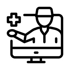 Poster - Online Doctor Icon Vector. Outline Online Doctor Sign. Isolated Contour Symbol Illustration