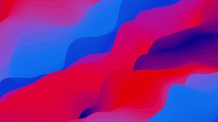 Poster - Looped animation. Abstract colorful wavy background in bright red, blue and violet colors. Modern colorful wallpaper. 3d rendering.