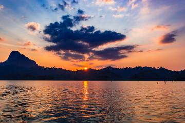 Sunset at Khao Sok National Park, Cheow Lan Lake, Thailand