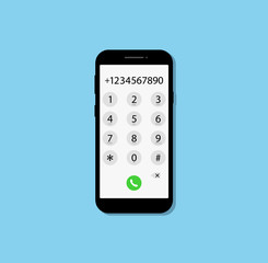 Poster - Dialing a number in phone. Flat design.