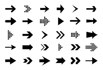 Poster - Set of arrow icons. Black vector arrows. For the ui.