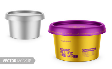 Gray metallic plastic container vector mockup.