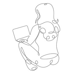 programmer girl at work with a laptop. Information technology concept.