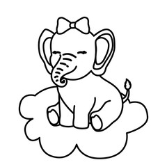 Sticker - cute elephant female in cloud isolated icon vector illustration design