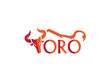 Toro head red orange stylized alphabet logo bull design vector illustration on white  background