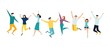 © Vitechek - People are jumping with excitement and happiness. flat design style minimal vector illustration.