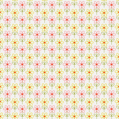 Poster - simple stylized flowers seamless vector background pattern