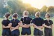 Back view of female rugby team