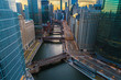 Chicago Skyline & River Sunrise Aerial Photo Stunning Sky