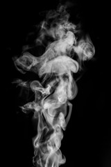 Smoke or steam on black isolated background for insertion image in overlay mode_