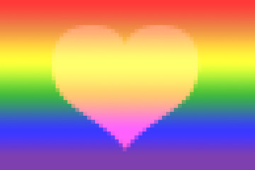 Wall Mural - mosaic heart on fancy background, abstract art rainbow pattern.