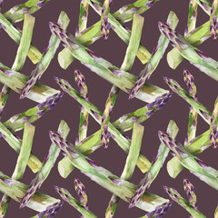 Wall Mural - Watercolor asparagus seamless pattern