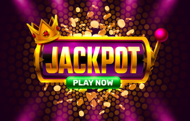 Wall Mural - Jackpot casino coin, cash machine play now.