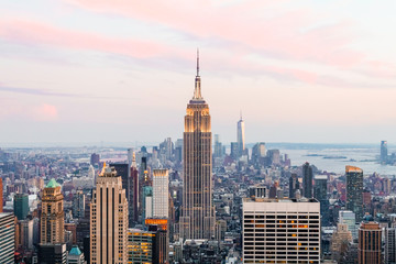 new york skyline at dusk