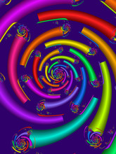 Abstract Colorful Rainbow Fractal Pipes Spiral