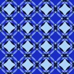 Aufkleber - Modern psychedelic seamless pattern in blue shades, great design for any purposes. Modern geometric vector illustration. Seamless pattern tile. Abstract graphic texture. Blue abstract background.