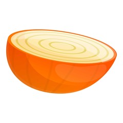 Poster - Half kitchen onion icon. Cartoon of half kitchen onion vector icon for web design isolated on white background