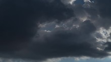 Time Lapse Of Clouds Covering And Darkening The Sky With A Blue Sky Background.