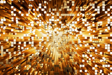 Poster - Futuristic Gold squares extruded abstract background , 3d render