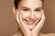 © Beauty Agent Studio - Skin care model. Close up portrait of beautiful young woman with perfect skin posing. Beauty treatment and spa concept.