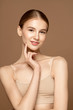 © Beauty Agent Studio - Skin care model. Beautiful young woman with perfect skin posing against background. Beauty treatment and spa concept.