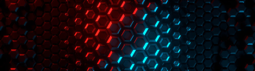 Fototapete - abstract bright creative wide background. modern clean minimalistic design. hexagonal geometric stru