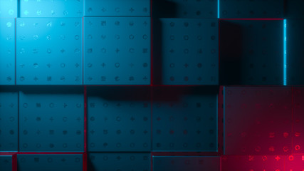 Poster - creative abstract background with geometric shapes. top view, modern trendy design, blocks structure