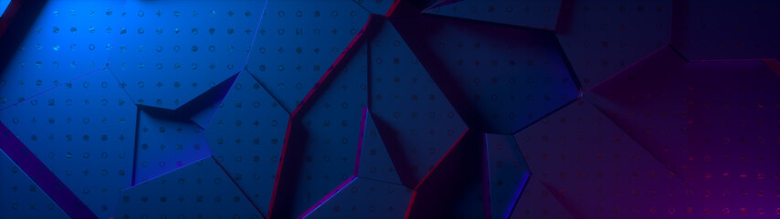 Poster - creative wide abstract background with geometric shapes. top view, modern trendy design, blocks stru