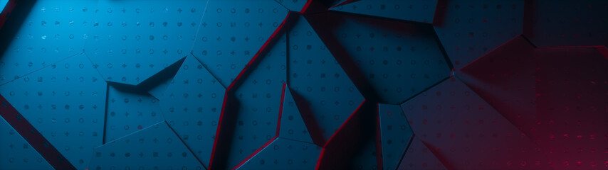 Poster - creative wide abstract background with geometric shapes. top view, modern trendy design, blocks stru