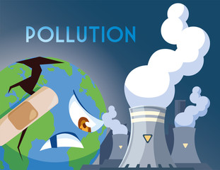 Poster - planet earth sick from pollution