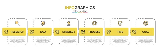  Concept of arrow business model with 6 successive isometric steps. Six colorful graphic elements. Timeline design for brochure, presentation. Infographic design layout