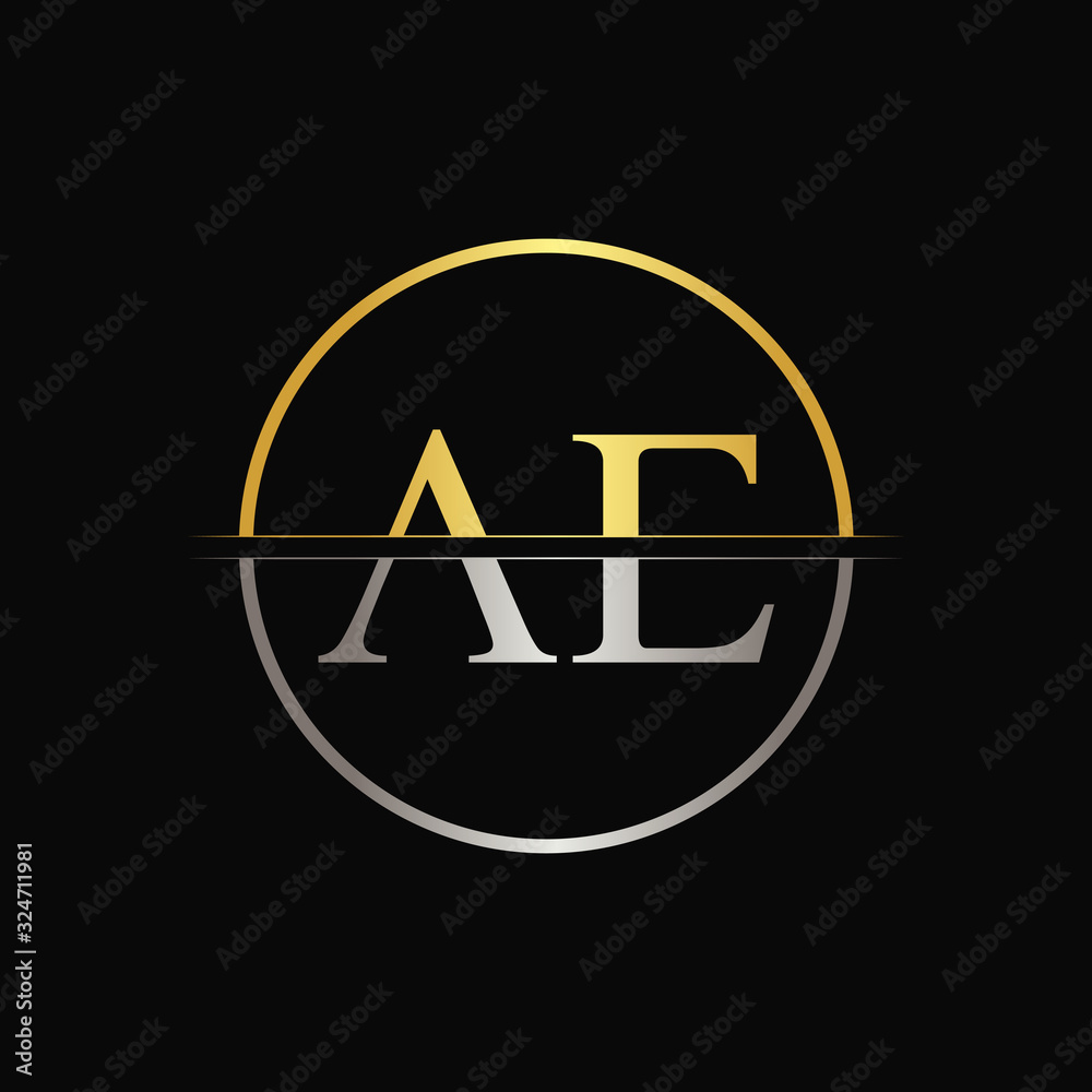 Initial Circle AE Letter With Modern Typography Vector Template ...