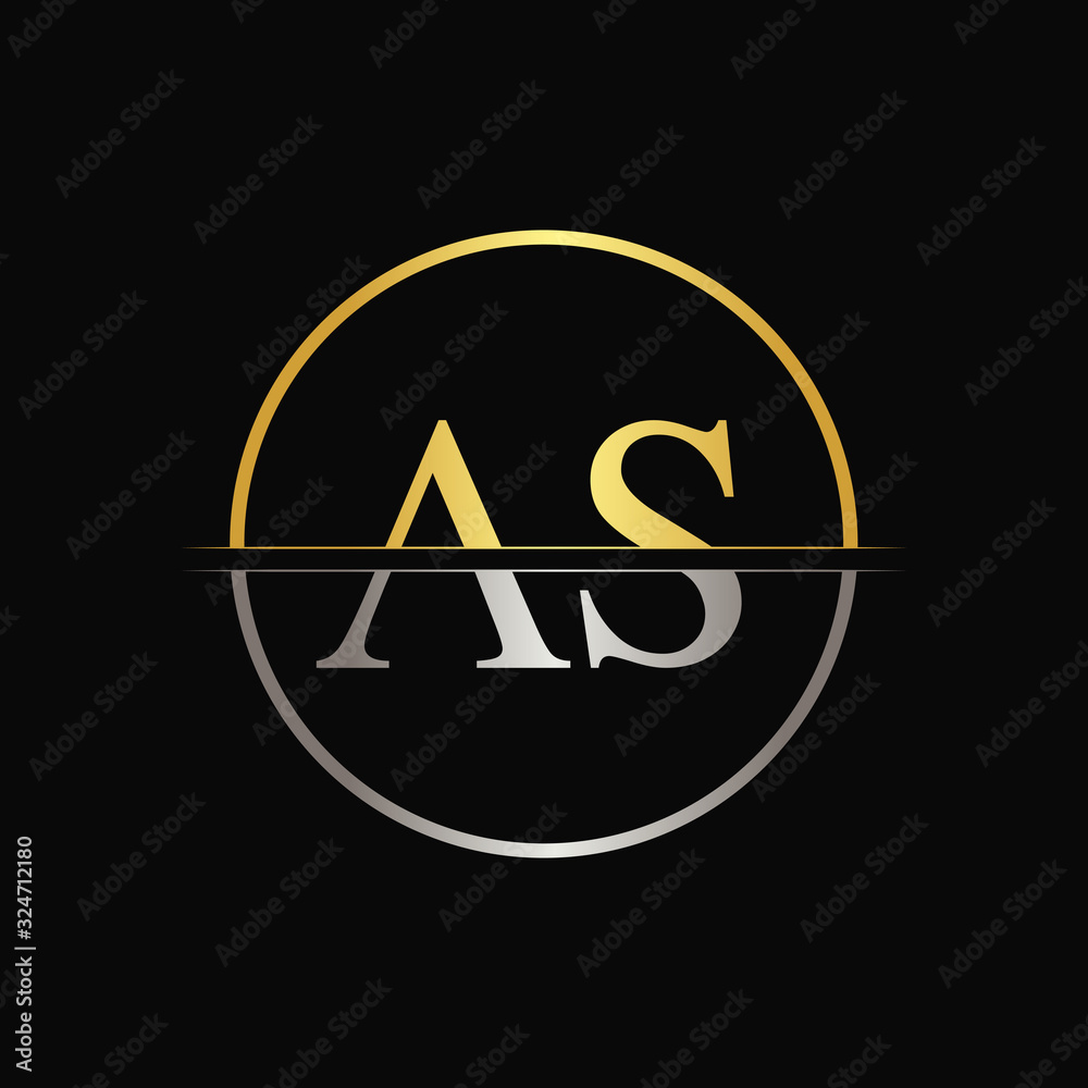 Initial Circle AS Letter With Modern Typography Vector Template ...