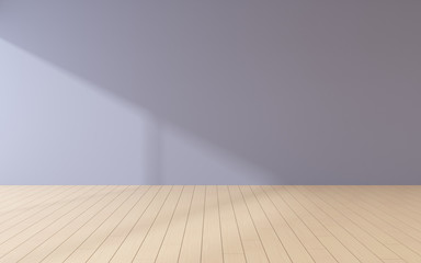 Aufkleber - Mock-up of empty room and wood laminate floor with sun light cast the shadow on the wall,Perspective of minimal interior design. 3D rendering