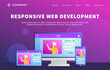 rwd responsive website development concept with various computer desktop screen and tablet smartphone for website template landing homepage