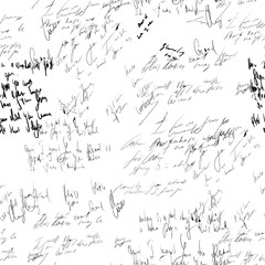 Poster - Seamless abstract text pattern. Handwritten font on a white background. Ink on paper