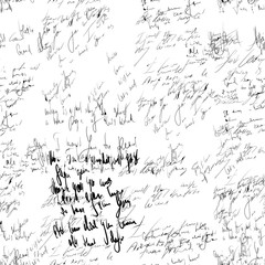 Poster - Seamless abstract text pattern. Handwritten font on a white background. Ink on paper
