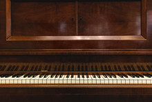 Vintage Wooden Piano In Close-up Shot