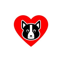 Poster - Heart with dog icon isolated on white background