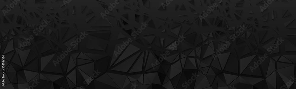 Shattered Broken Black Polygonal Banner Background - obrazy, fototapety, plakaty 