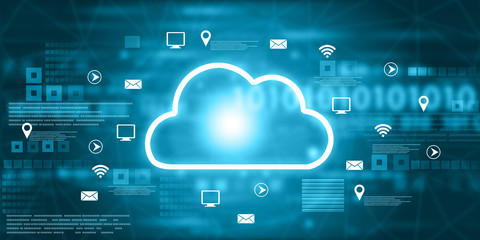 Cloud computing concept background. Cloud network. Digital illustration.