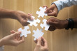 © fizkes - Hands of diverse team members assembling jigsaw puzzle close up