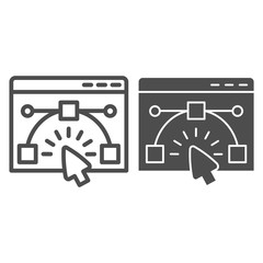Poster - User interface window line and solid icon. Website wireframe constructor in browser. Internet technology vector design concept outline style pictogram on white background, use for web and app. Eps 10.