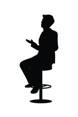 Business man sits on chair silhouette vector